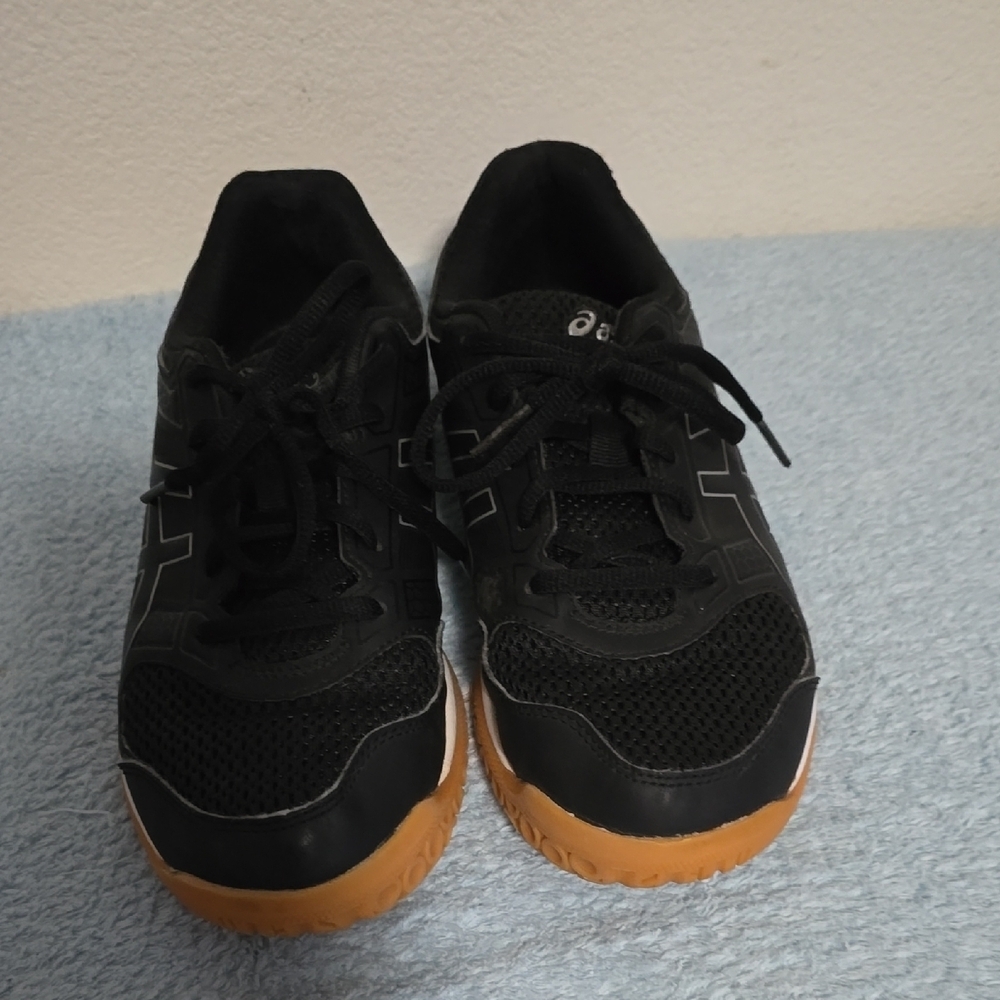 Asics Black and Tan Athletic Shoes with Gum Sole
